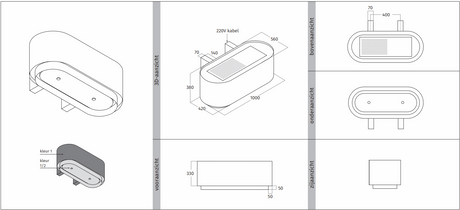 Wave 1129.100 OVAL X 100 cm wandafzuigkap - RVS - interne motor recirculatie - LED