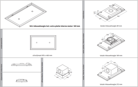 Wave 8231.100 EDGE ceiling unit 90x50 cm - stainless steel - motorless - 27 mm surface-mounted - LED