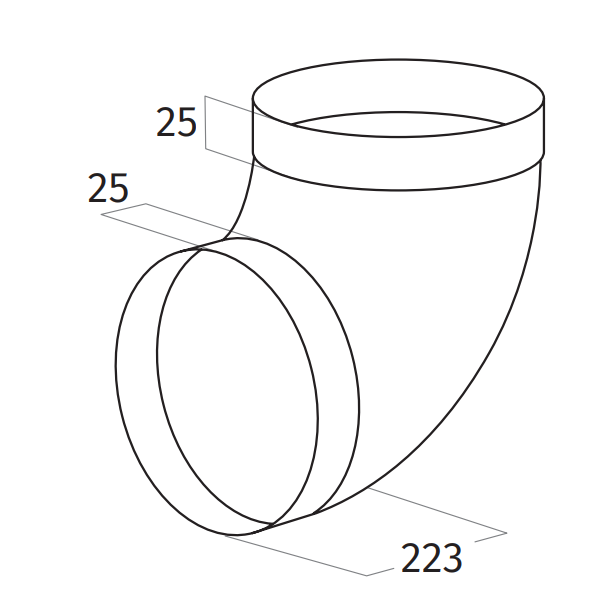 Wave 6000314 Coude 90° avec manchon ∅ 152 mm intérieur