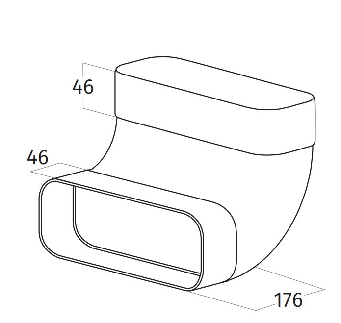 Wave 6000318 90° Bend perpendicular with socket 230 x 80 mm outside