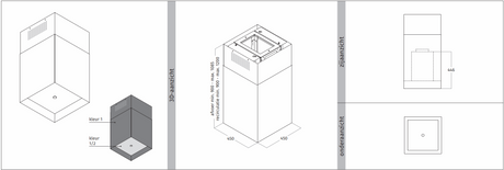 Wave 2116.100 SQUARE - eilandschouw 45 cm - RVS - interne motor - LED