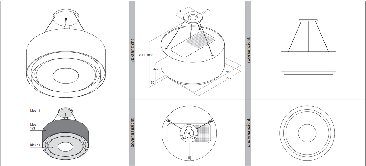 Wave 2630.301 CIRCO X extractor lamp 90cm - RAL 9016 matt (white) - fixed internal motor - LEDDISC