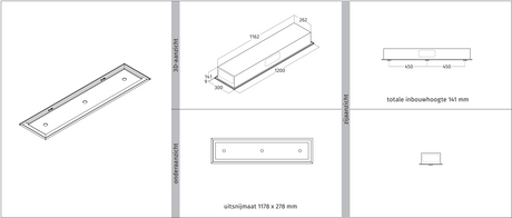 Wave 3683.101 FLAT built-in unit 120 x 30 cm - stainless steel - motorless - LED