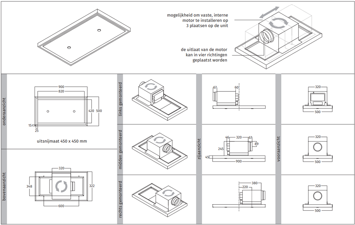 Wave 8555.401 BEAM - ceiling unit 90x50 cm - 1 colour of your choice - fixed, internal motor - LED