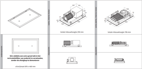 Wave 8674.100 CIRCULATE - ceiling unit 90x50 cm - stainless steel - internal motor - recirculation - LED