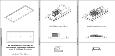 Wave 8674.102 CIRCULATE - ceiling unit 120x50 cm - stainless steel - internal motor - recirculation - LED