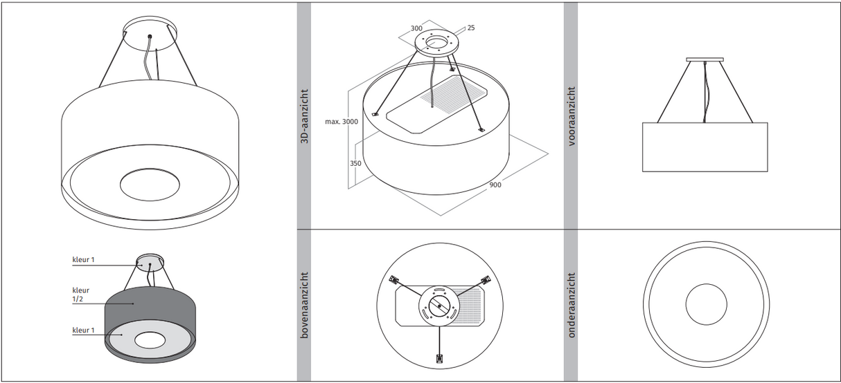 Wave 2620.307 CIRCO extractor lamp 90cm - suitable for leather upholstery - RAL 9016 matt (white) - fixed internal motor - LEDDISC