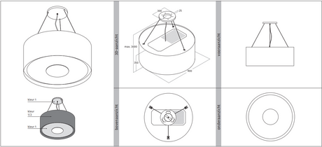 Wave 2620.101 CIRCO extractor lamp 90cm - Stainless steel - fixed internal motor - LEDDISC