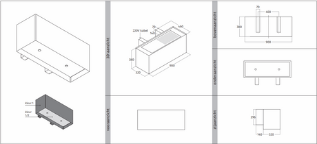 Wave 1120.100 LINE - 90 cm wandafzuigkap - RVS - interne motor recirculatie - LED