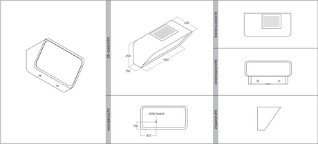 Wave 1265.100 CLASSIC 90 cm wall-mounted extractor hood - white - RAL 9016 matt - internal recirculation motor - LED