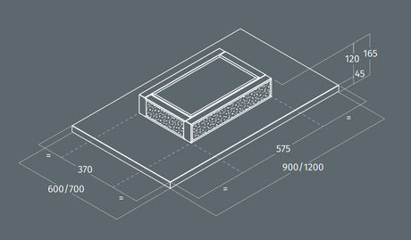 Airone P-002-VERDI ceiling unit - 120 cm - white glass - internal motor 800 m3/h - recirculation
