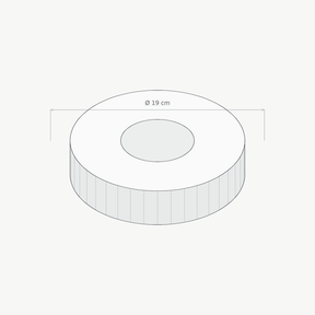 Maattekening van het ronde Airone recirculatiefilter RF-011, diameter 19 cm