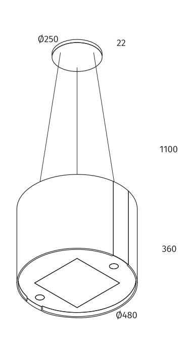 Airone E-001-NABUCCO eiland model - 48 cm - wit glas - interne motor - recirculatie