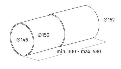 Wave Design 6000312 Afvoerkanalen Ø 150 Telescoop kanaal Ø 146/150 mm binnen, Ø 148/152 mm buiten