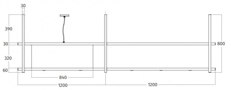 Wave Design 2055.00 FRAME links - 240 cm eilandafzuigkap RVS - interne motor - LED verlichting