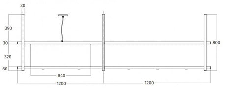 Wave Design 2055.00 FRAME links - 240 cm eilandafzuigkap RVS - interne motor - LED verlichting