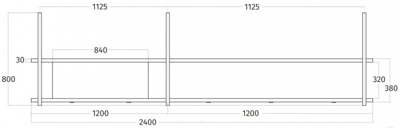 Wave Design 1055.00 FRAME links - 240 cm wandafzuigkap RVS - interne motor - LED verlichting