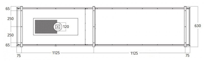 Wave Design 2055.20 FRAME links - 240 cm eilandafzuigkap zwart - RAL 9017 mat - interne motor - LED verlichting