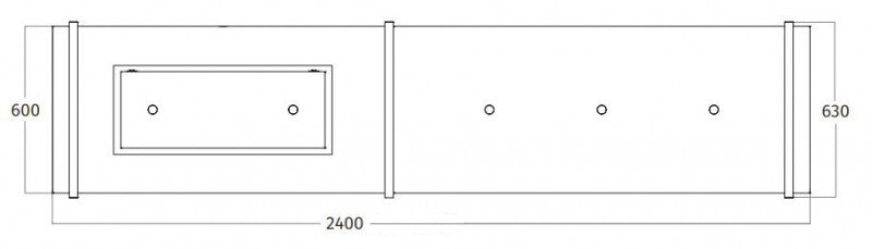 Wave Design 2055.20 FRAME links - 240 cm eilandafzuigkap zwart - RAL 9017 mat - interne motor - LED verlichting