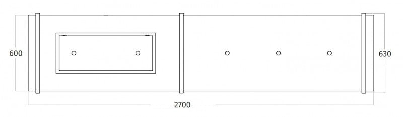 Wave Design 2055.01 FRAME links - 270 cm eilandafzuigkap RVS - interne motor - LED verlichting