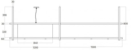 Wave Design 2055.22 FRAME links - 270 cm eilandafzuigkap zwart - RAL 9017 mat - interne motor - LED verlichting