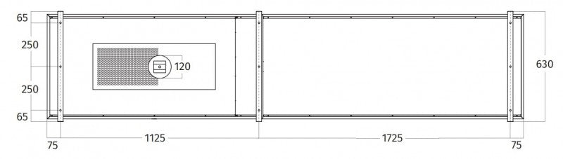 Wave Design 2055.24 FRAME links - 300 cm eilandafzuigkap zwart - RAL 9017 mat - interne motor - LED verlichting