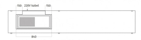 Wave Design 1055.20 FRAME links - 240 cm wandafzuigkap zwart - RAL 9017 mat - interne motor - LED verlichting