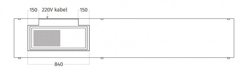 Wave Design 1055.21 FRAME links - 240 cm wandafzuigkap kleur naar keuze - mat/glanzend - interne motor - LED verlichting