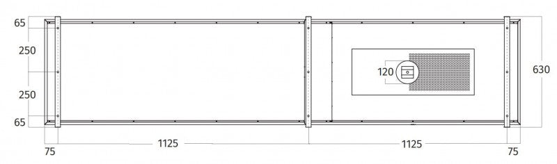 Wave Design 2056.00 FRAME rechts - 240 cm eilandafzuigkap RVS - interne motor - LED verlichting