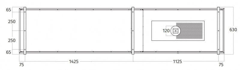 Wave Design 2056.01 FRAME rechts - 270 cm eilandafzuigkap RVS - interne motor - LED verlichting