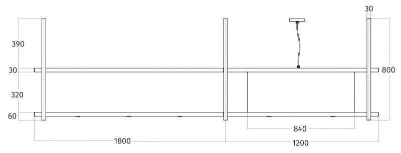 Wave Design 2056.02 FRAME rechts - 300 cm eilandafzuigkap RVS - interne motor - LED verlichting