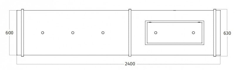 Wave Design 2056.21 FRAME rechts - 240 cm eilandafzuigkap - kleur naar keuze - mat/glanzend - interne motor - LED verlichting