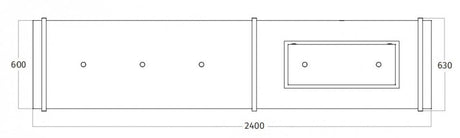 Wave Design 2056.21 FRAME rechts - 240 cm eilandafzuigkap - kleur naar keuze - mat/glanzend - interne motor - LED verlichting