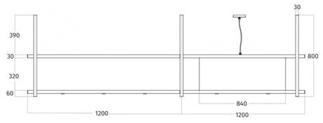 Wave Design 2056.21 FRAME rechts - 240 cm eilandafzuigkap - kleur naar keuze - mat/glanzend - interne motor - LED verlichting