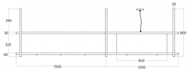 Wave Design 2056.22 FRAME rechts - 270 cm eilandafzuigkap zwart - RAL 9017 mat - interne motor - LED verlichting