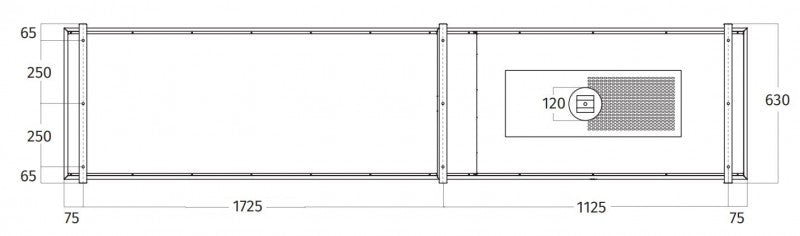 Wave Design 2056.25 FRAME rechts - 300 cm eilandafzuigkap kleur naar keuze - mat/glanzend - interne motor - LED verlichting