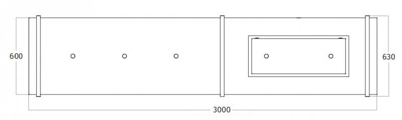 Wave Design 2056.25 FRAME rechts - 300 cm eilandafzuigkap kleur naar keuze - mat/glanzend - interne motor - LED verlichting