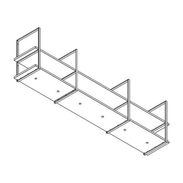 Lijntekening van het Wave 1057 FRAME wandmodel zonder motor (motorloos), leverbaar van 210 tot 300 cm