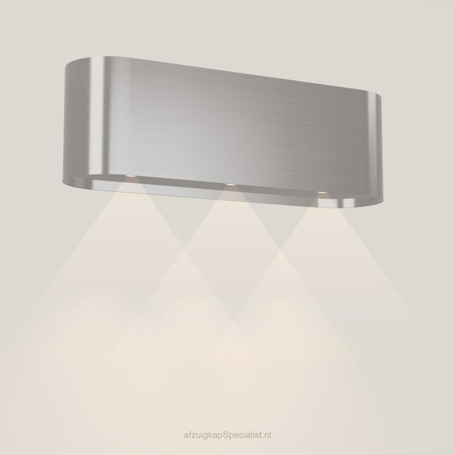 Wave 1119.602 OVAL wandafzuigkap 120 cm in Pearl Grey, met verlichting aan