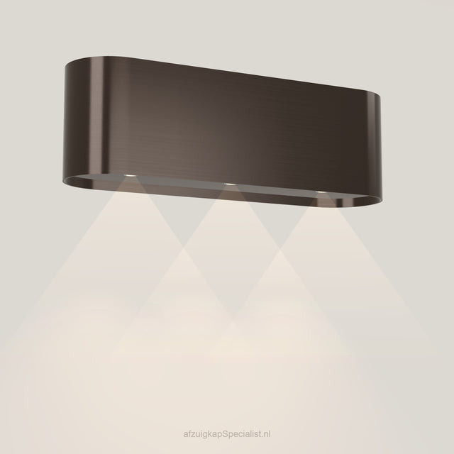 Wave 1119.603 OVAL wandafzuigkap 120 cm in Anodic Brown, met verlichting aan