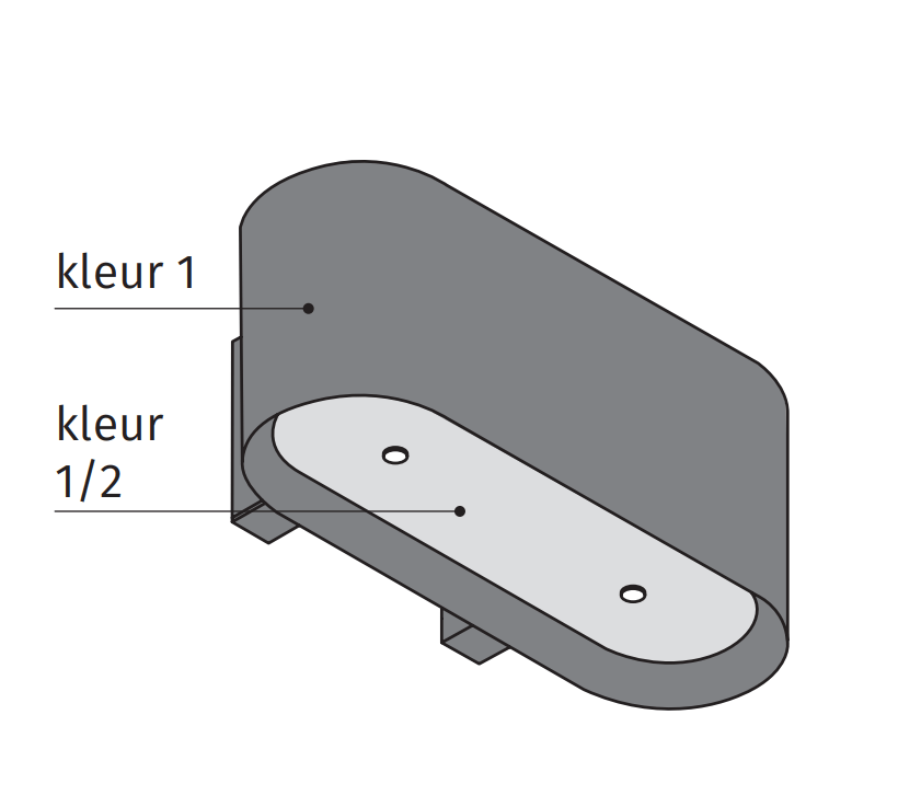 Kleurschema van de Wave 1119 OVAL wandafzuigkap 90 cm: vlakken voor kleur 1 en kleur 2