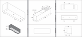 Maattekening van de Wave 1120 LINE wandafzuigkap 120 cm met aanzichten en afmetingen