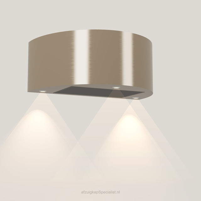 Wave 1620.601 CYLINDER wandafzuigkap 90 cm in Satin Bronze, met verlichting aan
