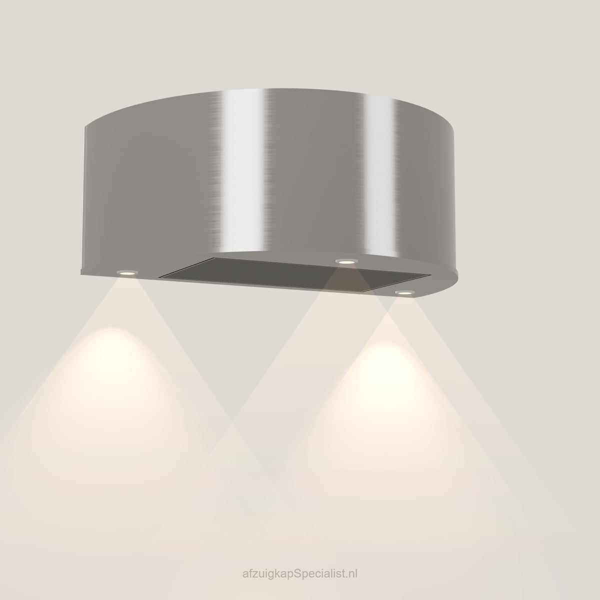 Wave 1620.602 CYLINDER wandafzuigkap 90 cm in Pearl Grey, uitvoering geschikt voor leder, met verlichting aan