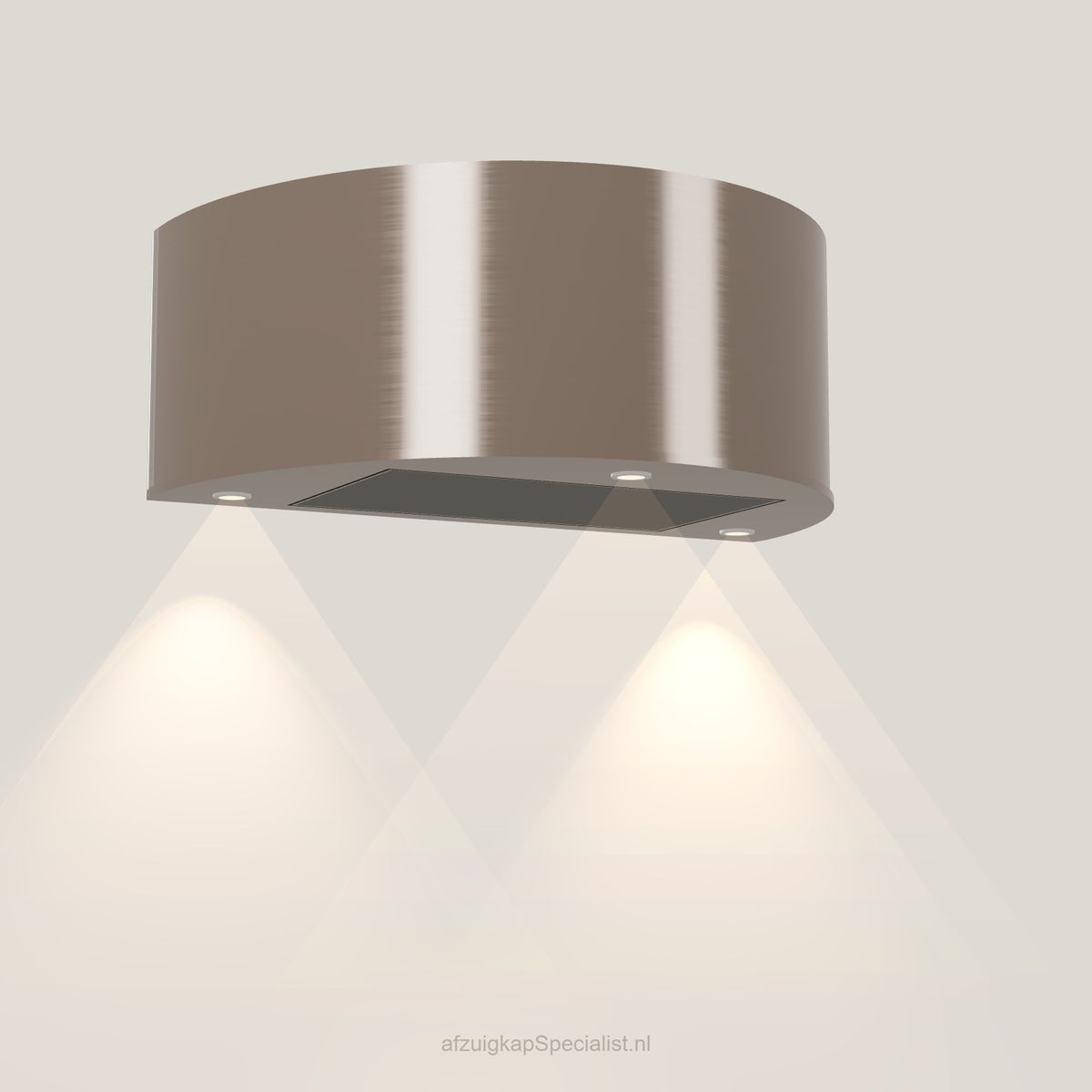 Wave 1620.605 CYLINDER wandafzuigkap 90 cm in Champagne Gold, uitvoering geschikt voor leder, met verlichting aan