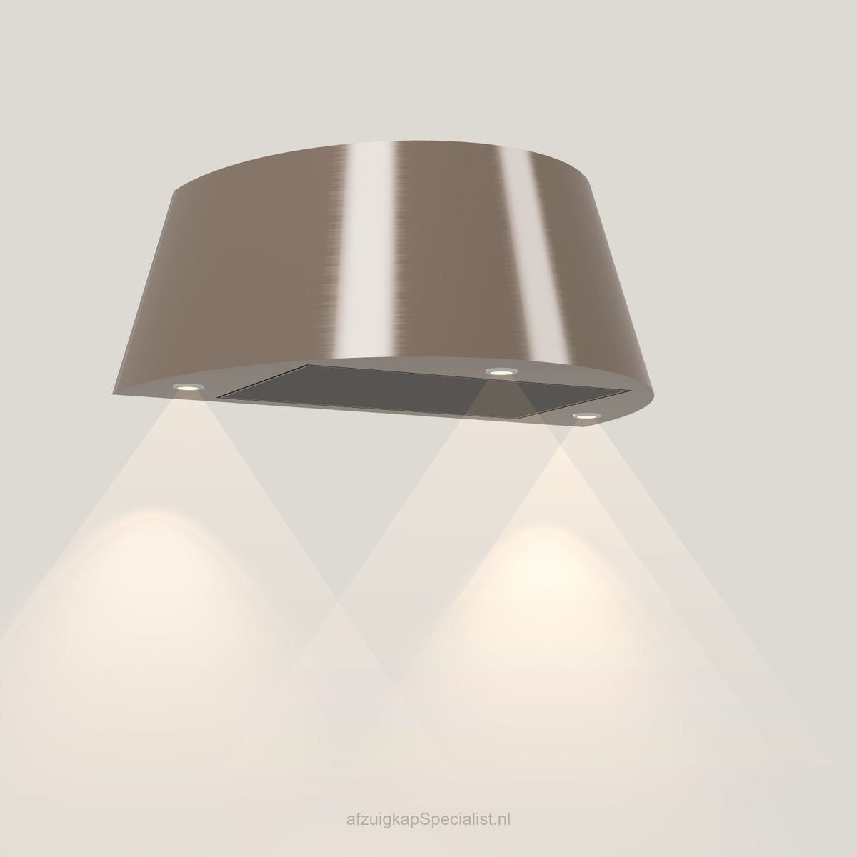 Wave 1627.605 TAPS wandafzuigkap 90 cm in Champagne Gold, met verlichting aan