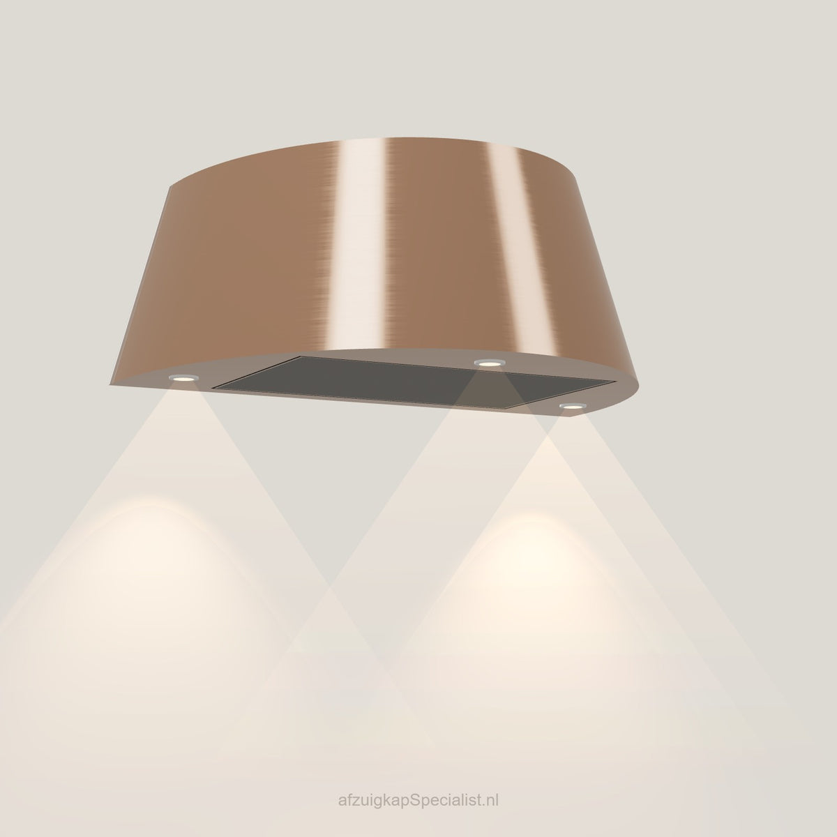 Wave 1627.606 TAPS wandafzuigkap 90 cm in Rose Copper, met verlichting aan