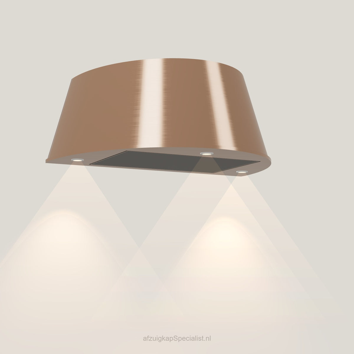 Wave 1627.606 TAPS wandafzuigkap 90 cm in Rose Copper, uitvoering geschikt voor leder, met verlichting aan