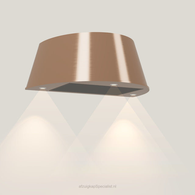 Wave 1627.606 TAPS wandafzuigkap 90 cm in Rose Copper, uitvoering geschikt voor leder, met verlichting aan