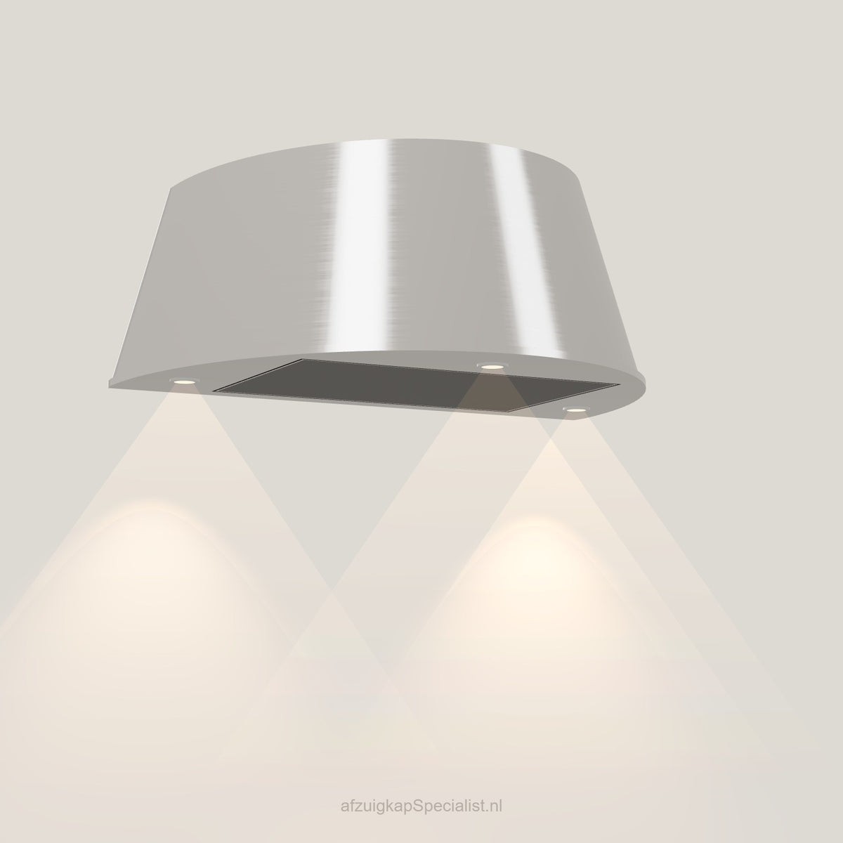 Wave 1627.607 TAPS wandafzuigkap 90 cm in Ivory Greige, uitvoering geschikt voor leder, met verlichting aan